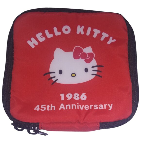 Sanrio Hello Kitty Red Pouch 1986 45th Anniversary Zip Mini Bag Case 2019 - Picture 1 of 9